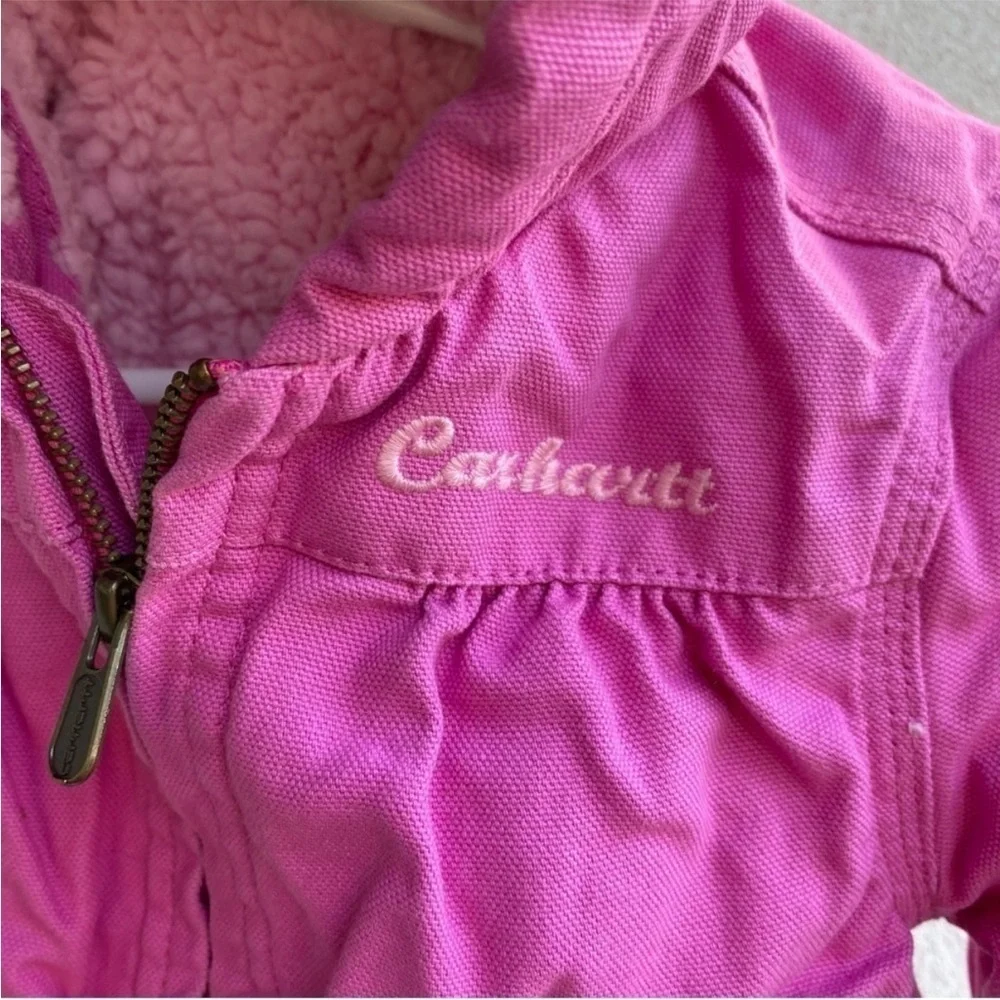 Carhartt Canvas Insulated Sherpa Lined Hooded Jacket Girl's Size 12M